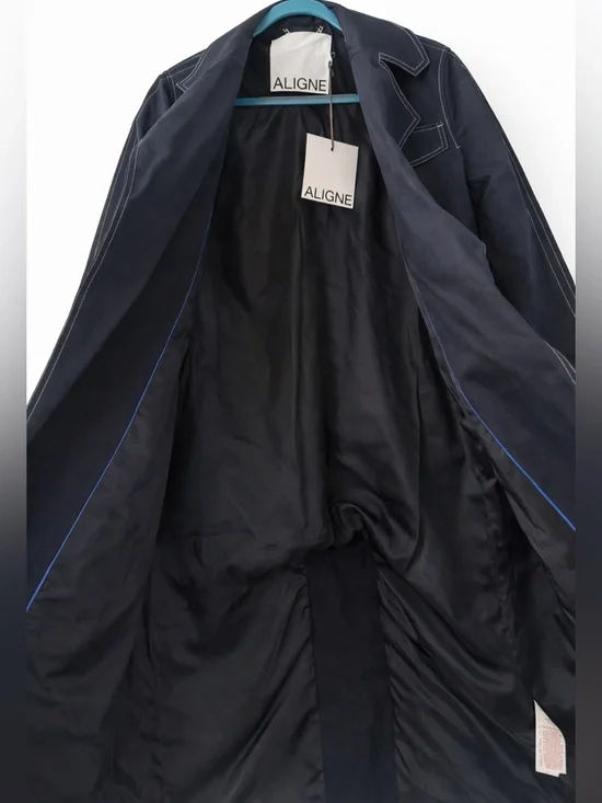 Aligne Elsa Wrap Navy Trench Coat - Picture 3 of 4